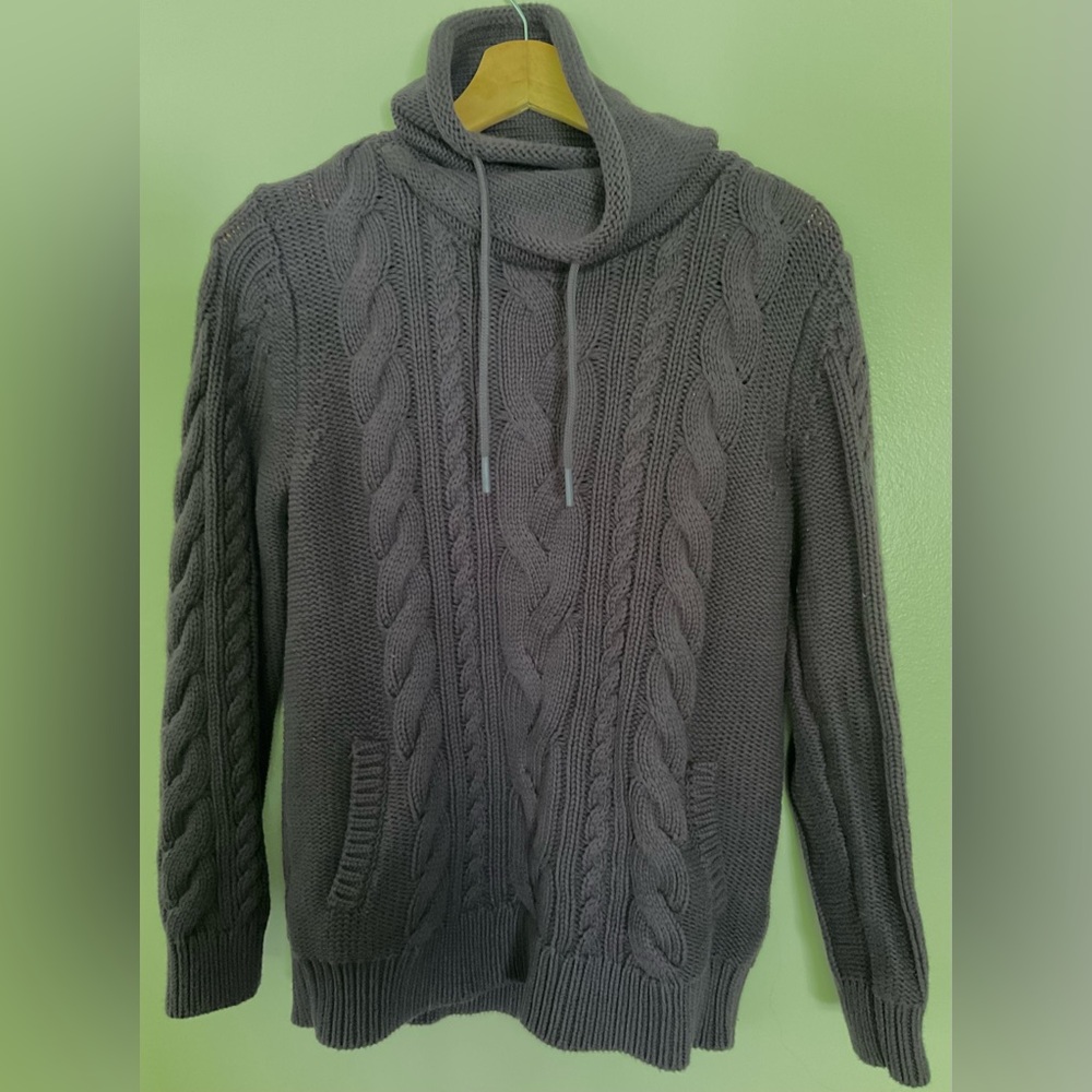 L.L. Bean Purple Funnelneck Sweater Cable Knit